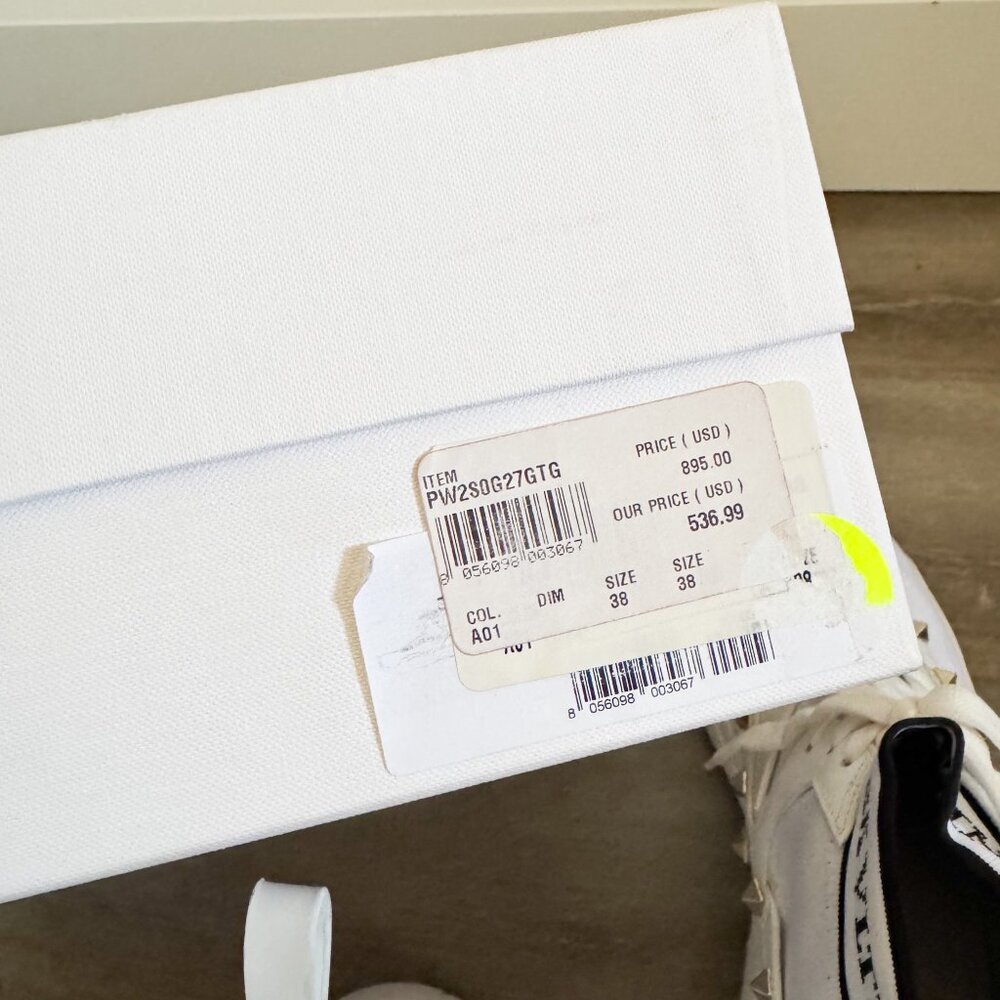 Valentino Garavani White Rockstud High Top Sock Sneakers EU 38 - Picture 12 of 12